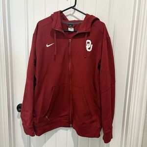 Nike Oklahoma Sooners Therma-FIT Full Zip Hoodie Mens XL Red OU Jacket